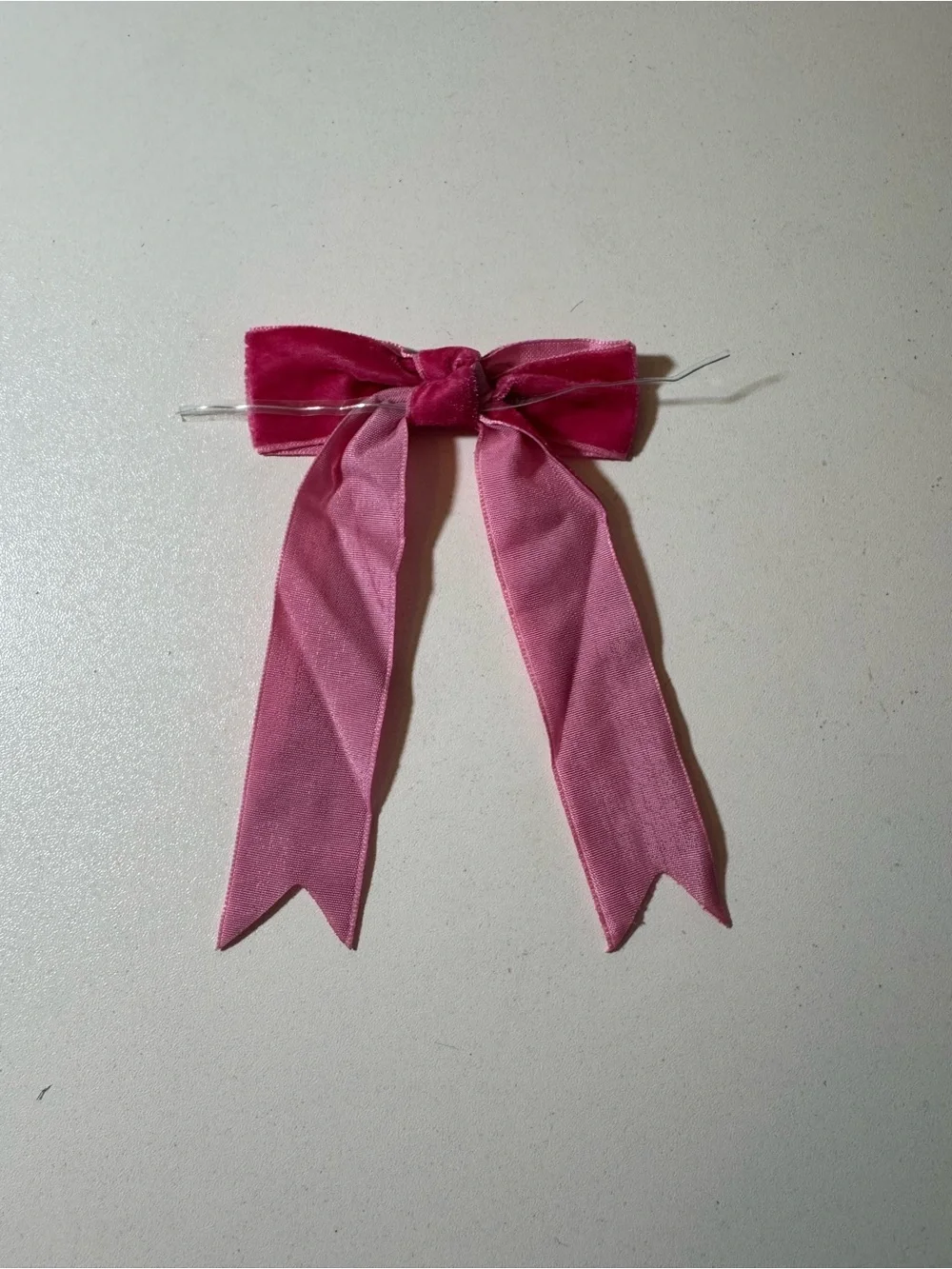 36 Velvet Pink Bows w/twist tie on back